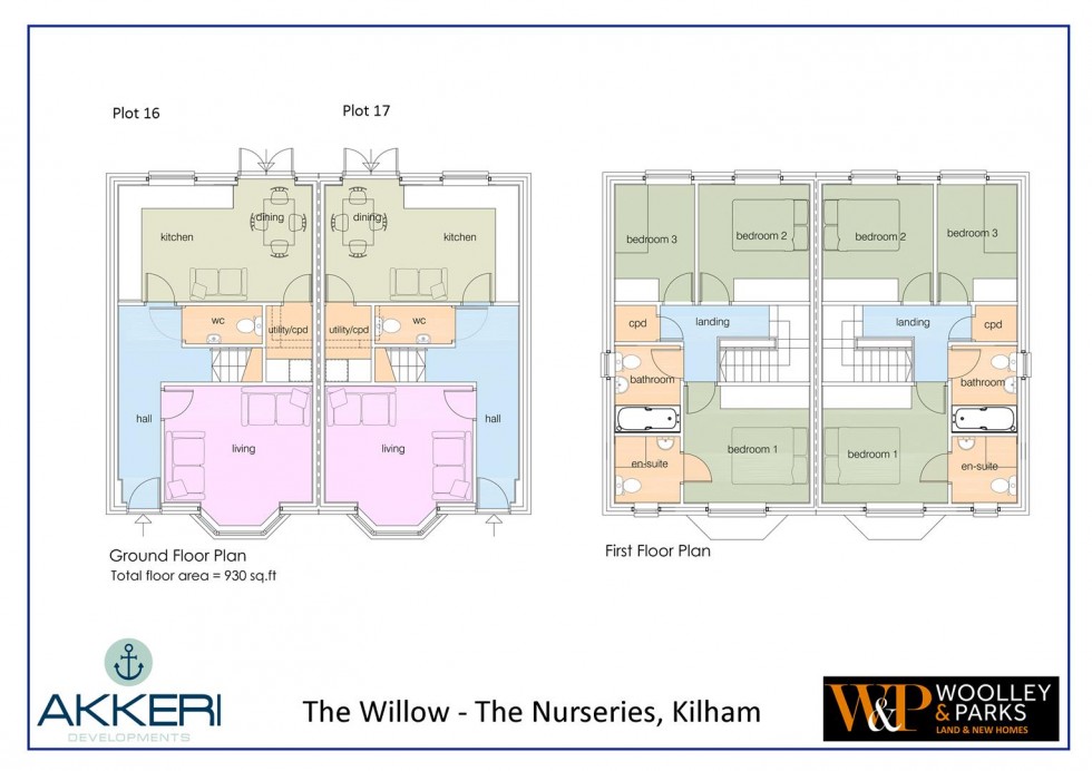 Floorplan for Plot 16, The Nurseries, Kilham, Driffield